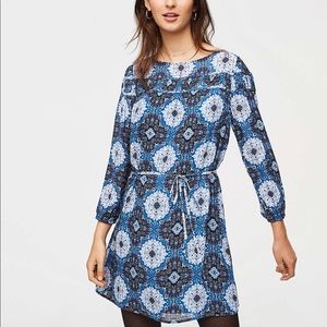 NWT LOFT Medallion Shirred Dress